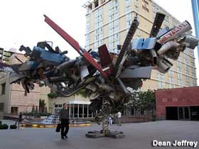 Airplane parts sculpture.