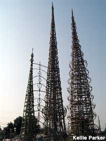 Three main spires of the Watts Towers.