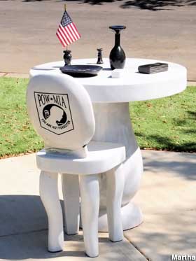POW-MIA table and chair.