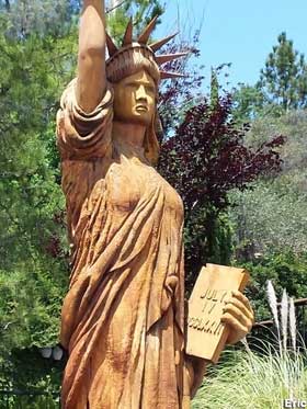 Wooden Statue of Liberty.