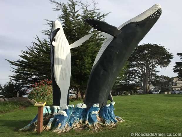 Breaching Whale sculptures.