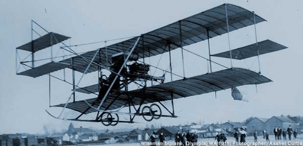 Wiseman-Cooke biplane in a 1911 air show, Olympia, WA.
