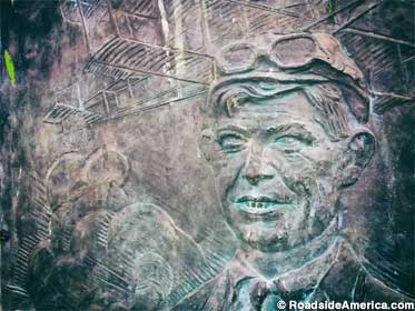 Bas relief of pilot Fred J. Wiseman.