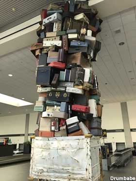 Luggage to the ceiling.