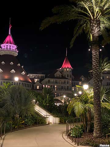 Hotel del Coronado at night.