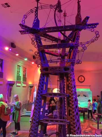 Bulked up replica of S.F.'s Sutro Tower, a 977-ft. tall TV/radio antenna.