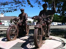Sculpture of motocycle cops.