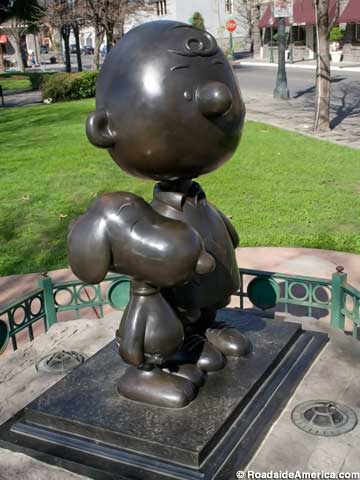 Snoopy and Charlie Brown in bronze.