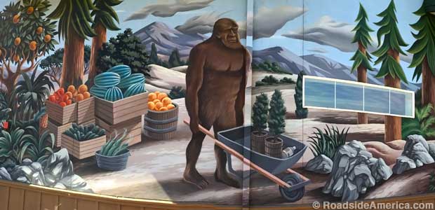 Bigfoot hardware store mural.