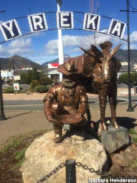 Miner and mule statue.