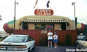 Coney Island hot dog stand.    