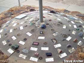 Flag pole base with rocks from every state.