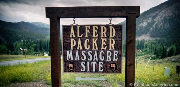 Alferd Packer Massacre Site sign.