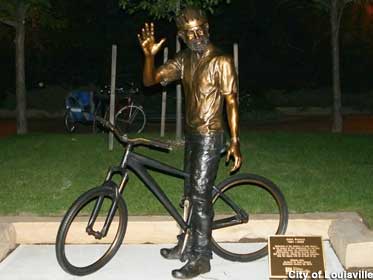 Bronze Bicycle Trash Collector.