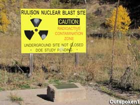 Nuclear Blast site sign and monument.