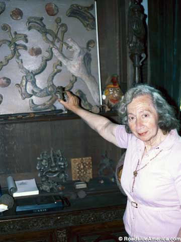 Her house was filled with her nut art and artifacts. (1985)