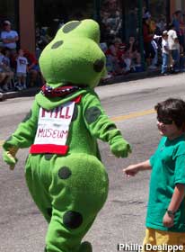 Frog character in the Boom Box Parade.
