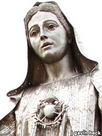 Stainless steel Mary statue.