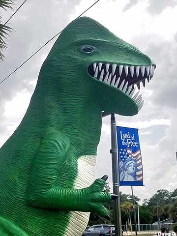 Dinosaur statue.