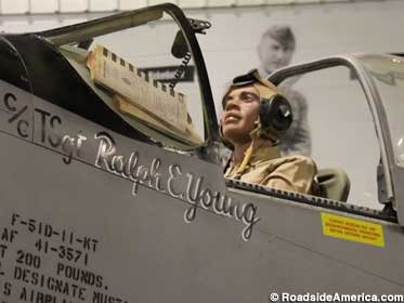 F-51D Mustang and its last pilot, Ralph E. Young.