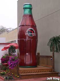 Coke bottle statue.
