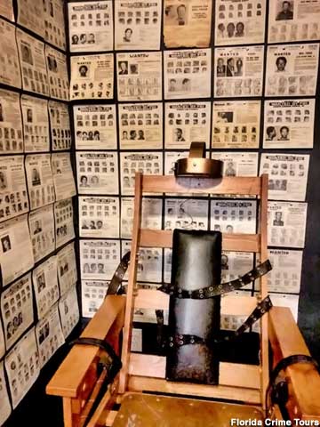 Visitors can pose for photos in this replica of Old Sparky, Florida's electric chair.