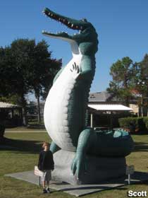 Alligator statue.