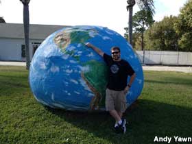 Earth globe boulder.