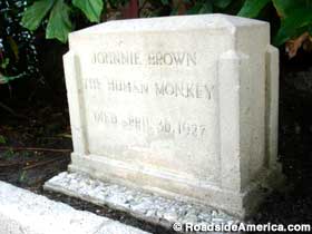 Johnnie Brown the Human Monkey headstone.