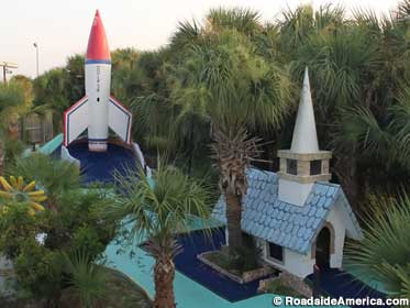 1959 rocket and church.