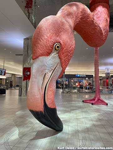 Giant Flamingo art installation.