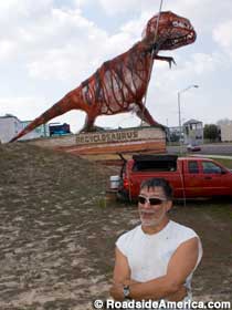 Terry Klaaren and his dinosaur.
