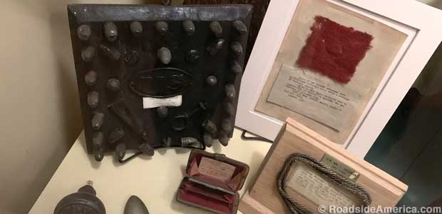 Square of the Confederate President's red flannel underwear: a revered Rebel relic.