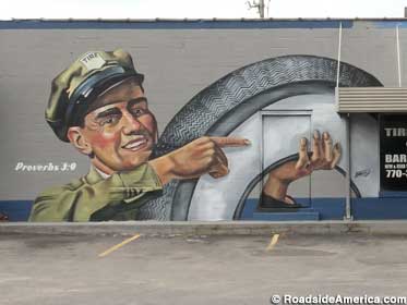 Tire Man mural.