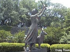 Waving girl statue.
