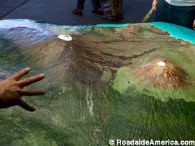 Big Island volcano model at the National Park Visitor Center.