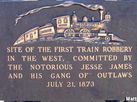 First train robbery in the west plaque.