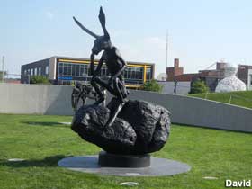 Rabbit sculpture.