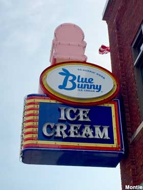 Blue Bunny Ice Cream sign.