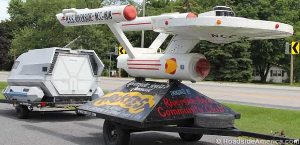 Space dock: Shuttlecraft and USS Riverside in the Museum parking lot.