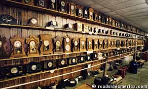 Wall of clocks.