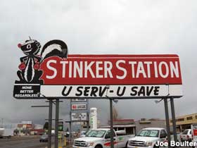 Stinker Station sign.
