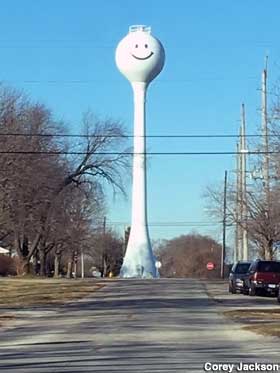 Smiley Face Water Tower.