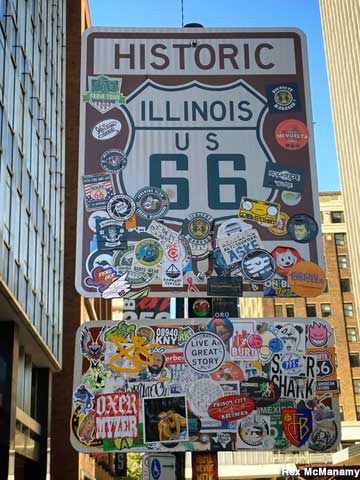 Start of Route 66 sign.