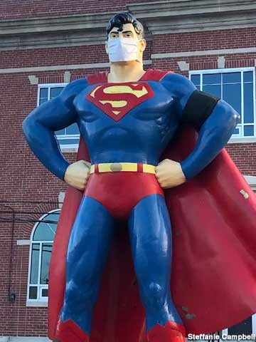Superman masked for Covid-19, 2020.