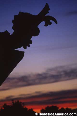 Norwegian Settlers Monument - detail at dusk.