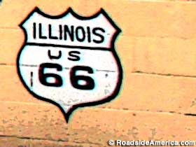 Hand-drawn Route 66 Illinois emblem.