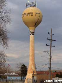 Light bulb water tower.