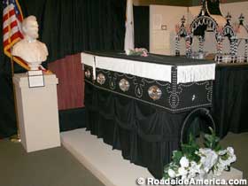 Replica of Lincoln's coffin.