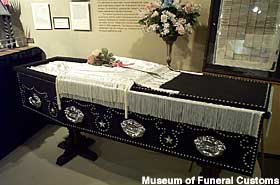 Replica casket of Abe Lincoln.